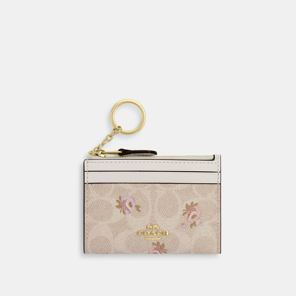 Coach 🆕 Mini Skinny Id Case In Signature Canvas With Floral Print - Picture 2 of 6